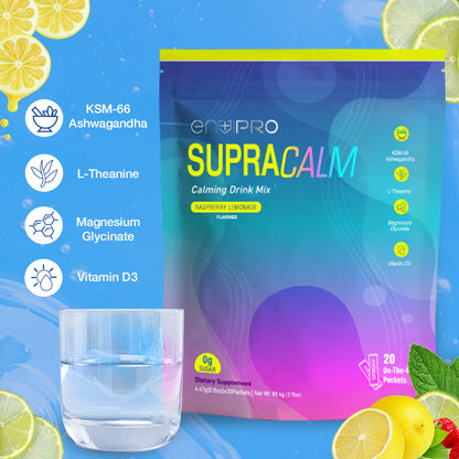 SupraCalm Calming Drink Mix - Raspberry Lemonade Flavor - 20 Packets