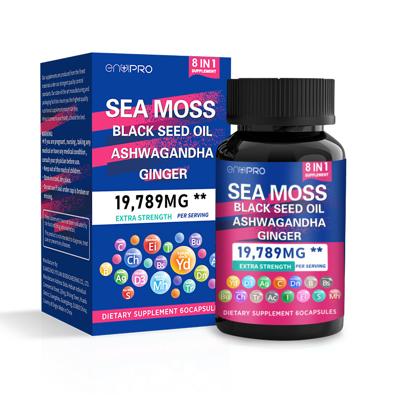 Sea Moss 8-in-1 Supplement with Black Seed Oil & More - 60 Capsules